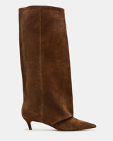 LUCA Chestnut Suede Pointed-Toe Cuffed Kitten Heel Women's Boot