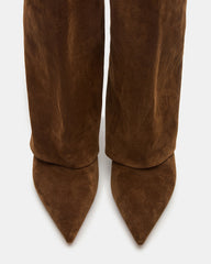 LUCA Chestnut Suede Pointed-Toe Cuffed Kitten Heel Women's Boot