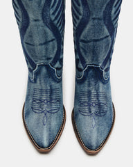 ALBANY Denim Fabric Wide Calf Pointed-Toe Women's Western Boot