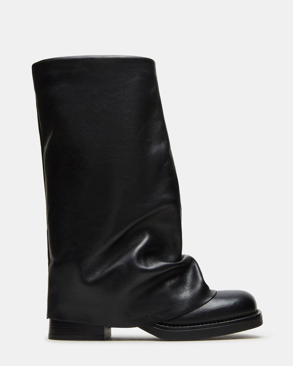 BENTON Black Leather Women's Cuffed Moto Boot