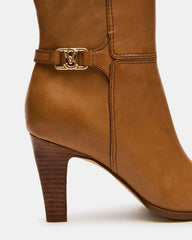 RHETT Tan Leather Knee-High Heeled Women's Boot