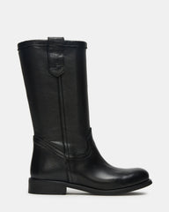 RUBEN Black Leather Rounded Toe Women's Boot