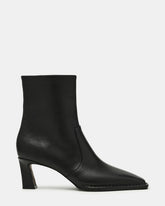 FARE Black Leather Square Toe Women's Ankle Boot