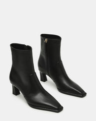 FARE Black Leather Square Toe Women's Ankle Boot