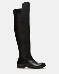 LANCASTER Black Leather Over-the-Knee Round Toe Women's Boots