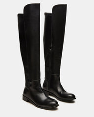 LANCASTER Black Leather Over-the-Knee Round Toe Women's Boots