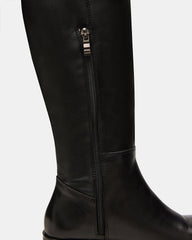 LANCASTER Black Leather Over-the-Knee Round Toe Women's Boots