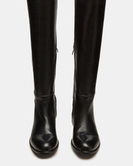 LANCASTER Black Leather Over-the-Knee Round Toe Women's Boots