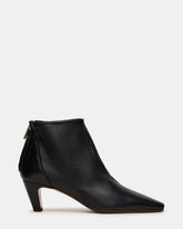 JUNO Black Leather Square-Toe Women's Ankle Boot