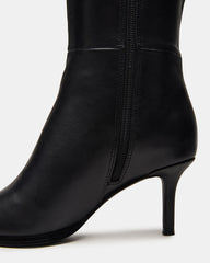 LINGO Black Leather Pointed-Toe Knee-High Women's Boot
