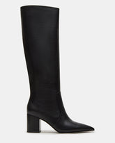 SKYLINE Black Leather Knee-High Pointed Toe Women's Boot