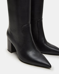 SKYLINE Black Leather Knee-High Pointed Toe Women's Boot