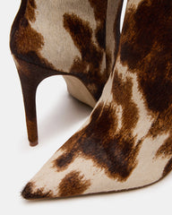 NITRO Brown Cow Print Wide Calf Pointed-Toe Stiletto Heel Knee-High Women's Boots
