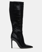 NITRO Black Eel Pointed-Toe Stiletto Heel Knee-High Women's Boots
