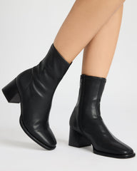 PAMMY Black Square-Toe Block Heel Women's Ankle Boot