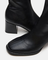 PAMMY Black Square-Toe Block Heel Women's Ankle Boot