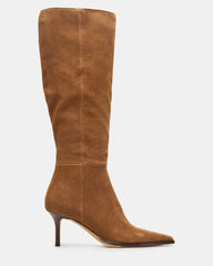 LINGO Chestnut Suede Pointed-Toe Knee-High Women's Boot