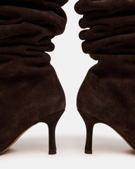 ALLISON Brown Suede Over-The-Knee Heeled Women's Boot