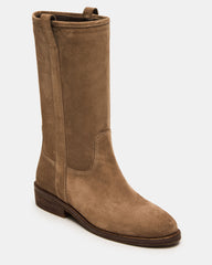 DUNSTER Chestnut Suede Wood Bottom Women's Boot