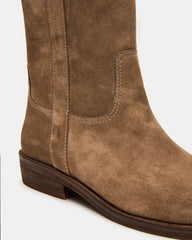 DUNSTER Chestnut Suede Wood Bottom Women's Boot