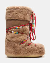 MOUSSE Taupe Faux Fur Lace-Up Chunky Women's Boot