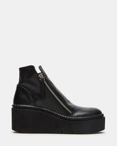 DRIFT Black Leather Platform Moto Women's Ankle Boot