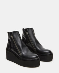 DRIFT Black Leather Platform Moto Women's Ankle Boot