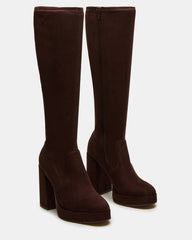 TWAIN Brown Knee-High Block Heel Women's Boot