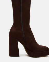 TWAIN Brown Knee-High Block Heel Women's Boot