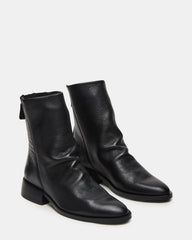 NEXIE Black Leather Women's Pointed-Toe Ankle Boot