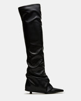 TATIANA Black Square Toe Cuffed Knee-High Women's Boot