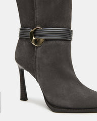 KYNDALL Grey Suede Pointed-Toe Stiletto Heeled Knee-High Women's Boot