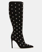 NITRO Black Studs Pointed-Toe Stiletto Heel Knee-High Women's Boots