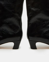 LYTTON Black Patent Pointed-Toe Kitten Heel Women's Ankle Boot