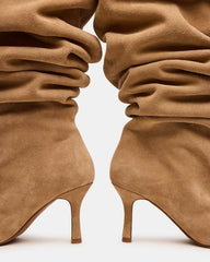 ALLISON Taupe Suede Over-The-Knee Heeled Women's Boot
