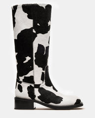RIGGS Black Cow Print Square-Toe Women's Boot