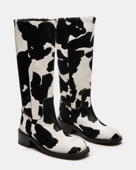 RIGGS Black Cow Print Square-Toe Women's Boot