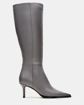 LINGO Grey Leather Pointed-Toe Knee-High Women's Boot