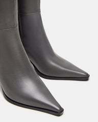 LINGO Grey Leather Pointed-Toe Knee-High Women's Boot