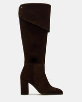 WINSLET Brown Suede Knee-High Block Heel Women's Boot