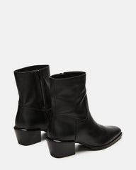 DANEY Black Leather Square-Toe Women's Ankle Boot