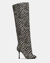 ALLURING Zebra Over-The-Knee Square-Toe Heeled Women's Boot