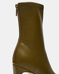 KHELAN Olive Square-Toe Heeled Women's Ankle Boot