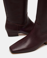 GWYNETH Brown/Red Leather Square Toe Boot | Women's Boots