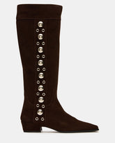 DINGO Brown Suede Studs Knee-High Square-Toe Women's Boot