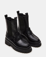 CONWAY Black Leather Platform Lug Chelsea Women's Ankle Boot