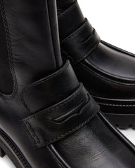 CONWAY Black Leather Platform Lug Chelsea Women's Ankle Boot