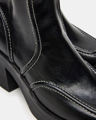 ALTER Black Patent Square-Toe Platform Block Heel Women's Ankle Boot