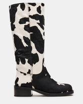 RIGGS Black Cow Print Wide Calf Square-Toe Women's Boot