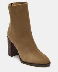 OBSESSION Taupe Suede Rounded Toe Block Heel Women's Ankle Boot